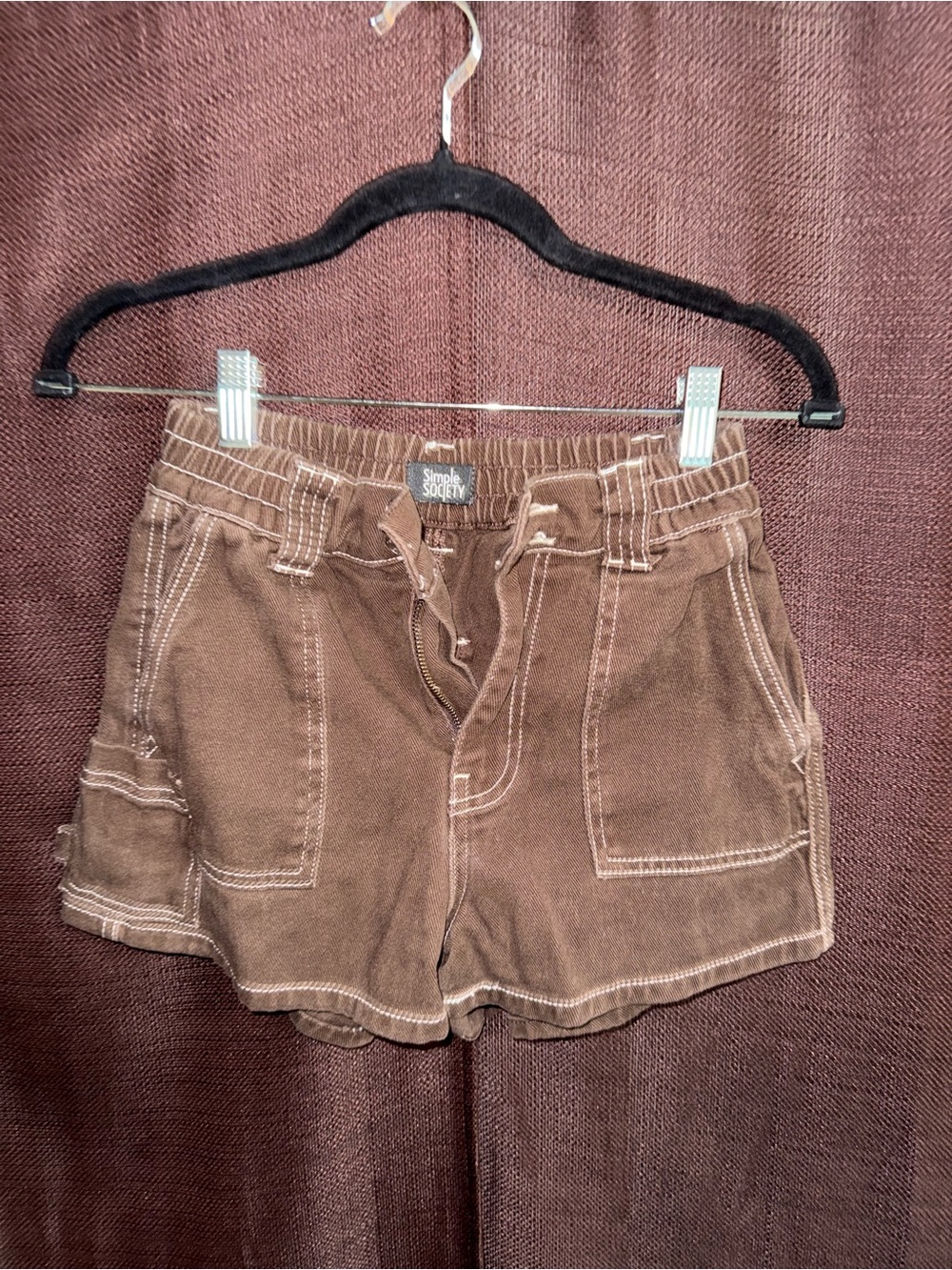 Simply Society Brown High-Waist Utility Shorts